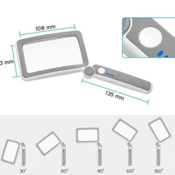 Foldbar læselup med LED-lys - 4x forstørrelse