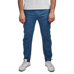 Jeans med lynlås i siden - Blå