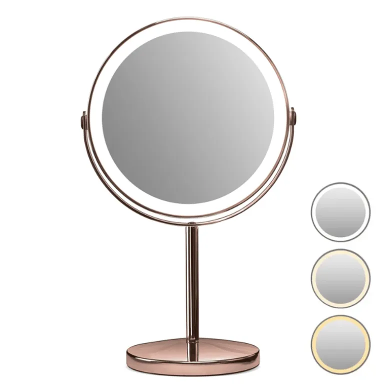 Makeup-spejl med tonet lys - 1x/10x forstørrelse