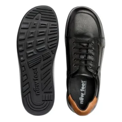 New Feet bred herresko - Sort læder