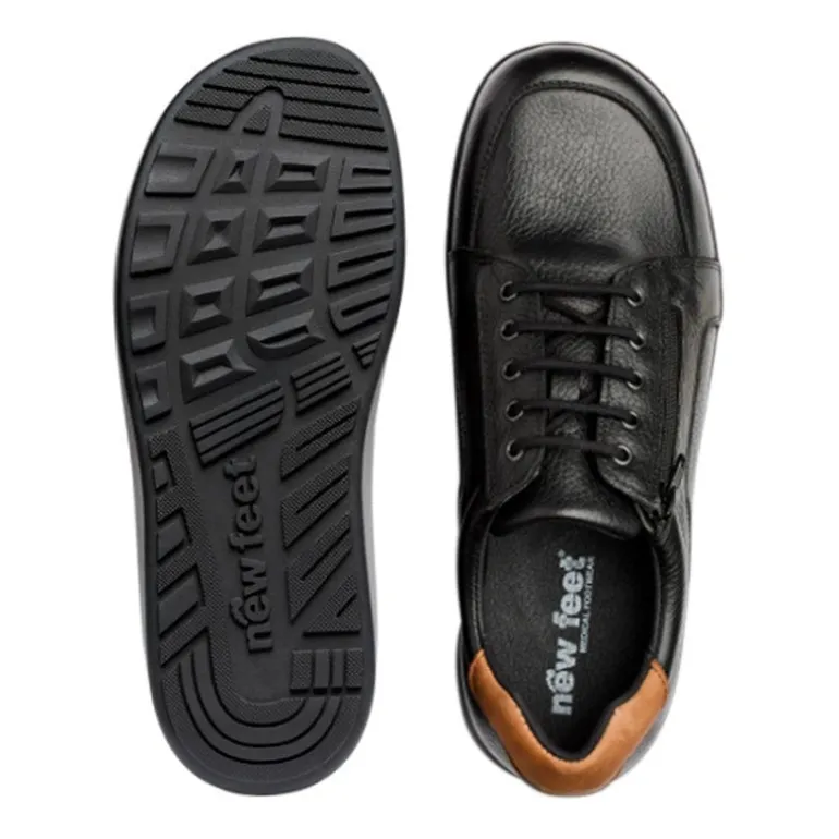 New Feet bred herresko - Sort læder