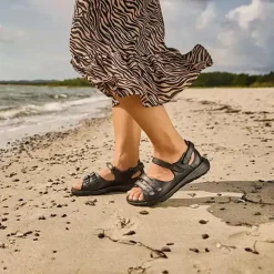New Feet damesandal i skind - Sort