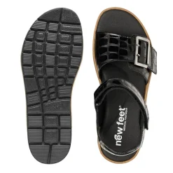 New Feet damesandal - Sort kroko