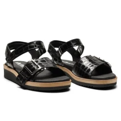 New Feet damesandal - Sort kroko
