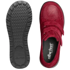 New Feet damesko med velcro - Mørkerød