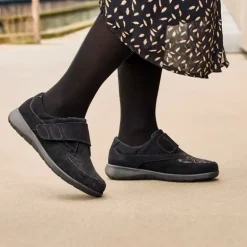New Feet damesko med velcrorem - Sort