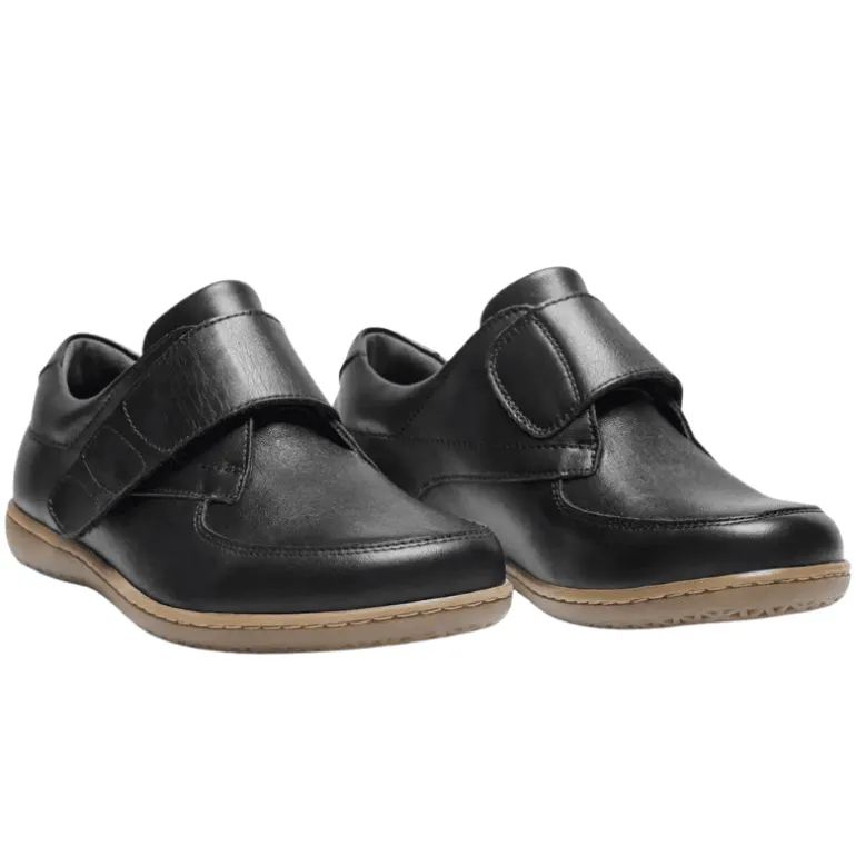 New Feet damesko med velcro - Sort læder