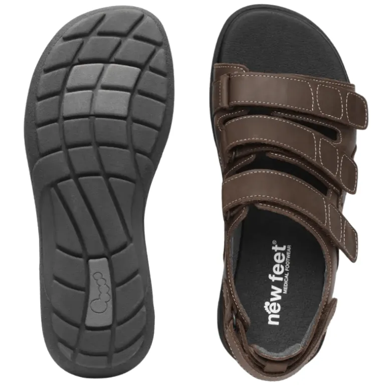 New Feet herresandal med hælkappe - Brun