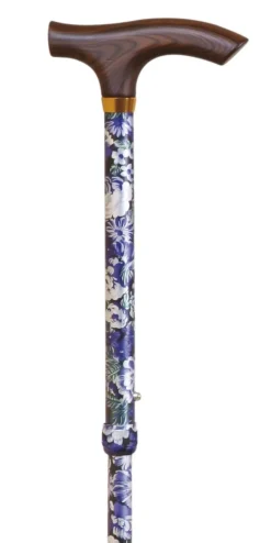 Sammenklappelig stok - Blå blomstret
