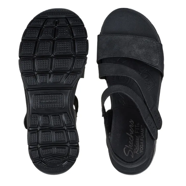 Skechers damesandal med velcro - Sort