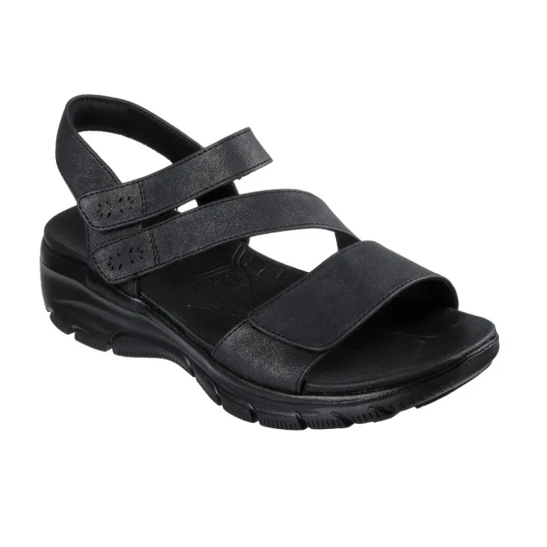 Skechers damesandal med velcro - Sort