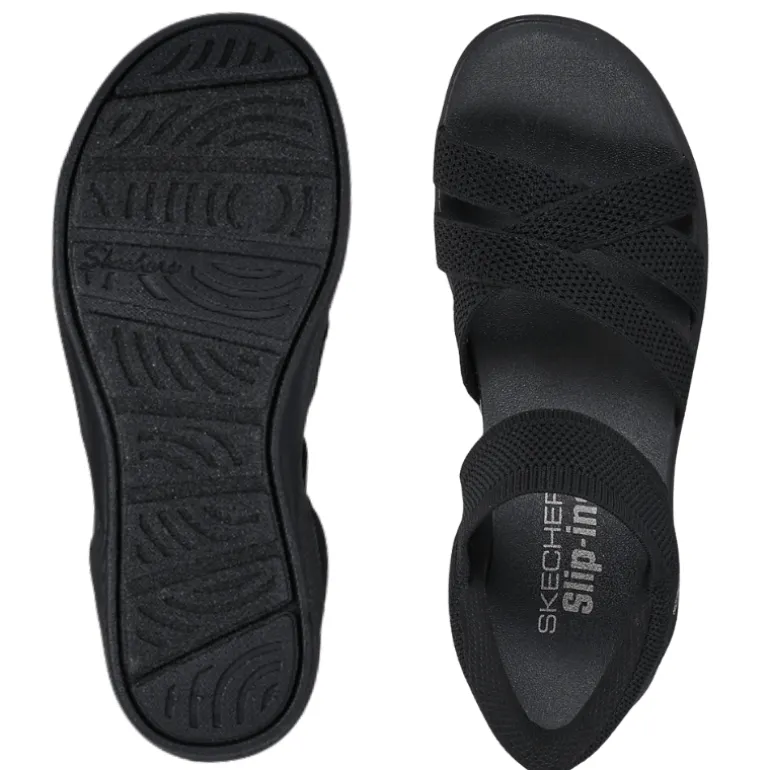 Skechers slip-in damesandal - Sort