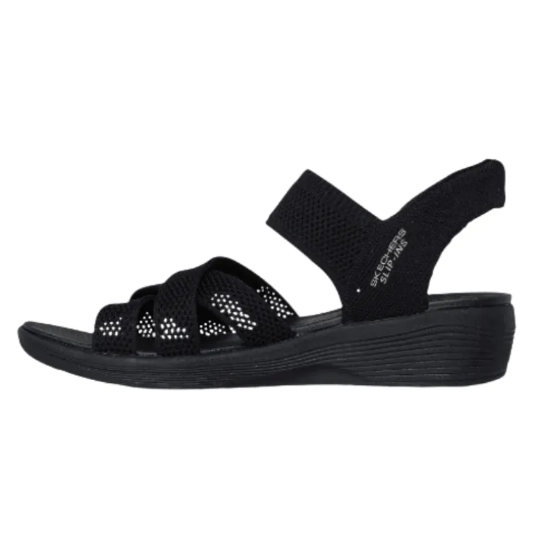 Skechers slip-in damesandal - Sort