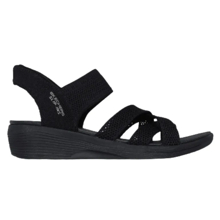 Skechers slip-in damesandal - Sort