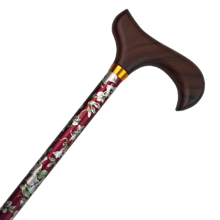 Stok med justerbar højde - Rød med blomster