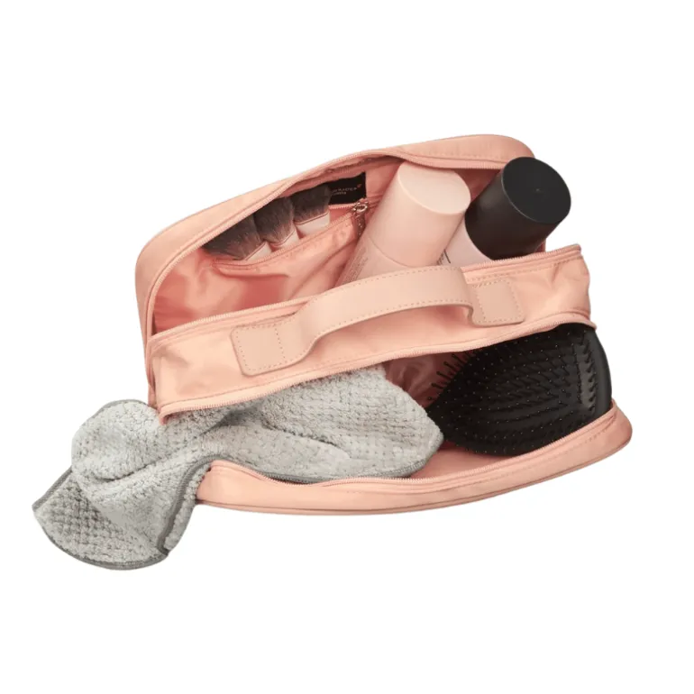 Stor toilettaske med 2 rum - Mint / Koral